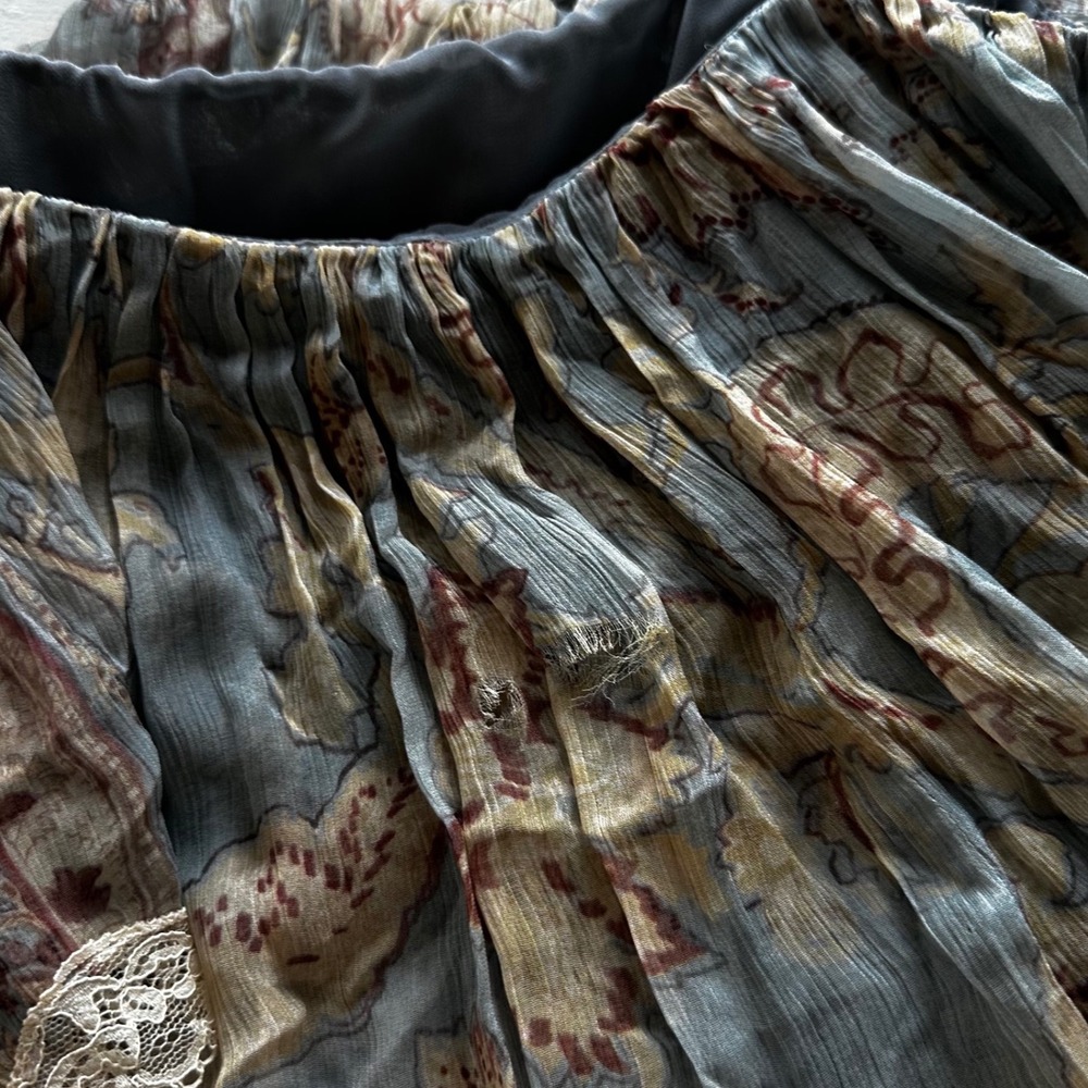 Zara Floral Tiered Maxi Dress Blue Lace Trim Paisley Boho Spaghetti Strap Small - Picture 10 of 10